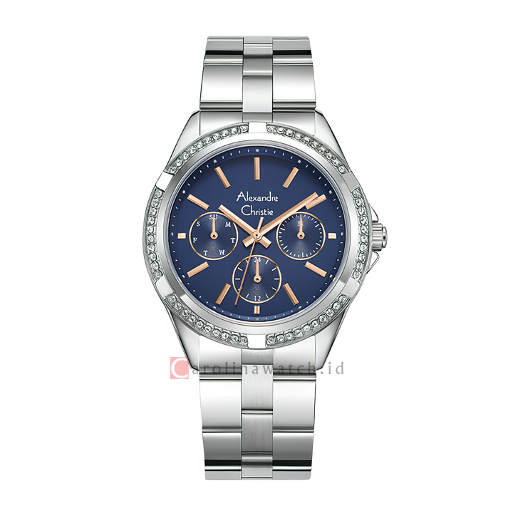 Jam Tangan Alexandre Christie Classic AC 2947 BFBSSBURG Women Blue Dial Stainless Steel Strap