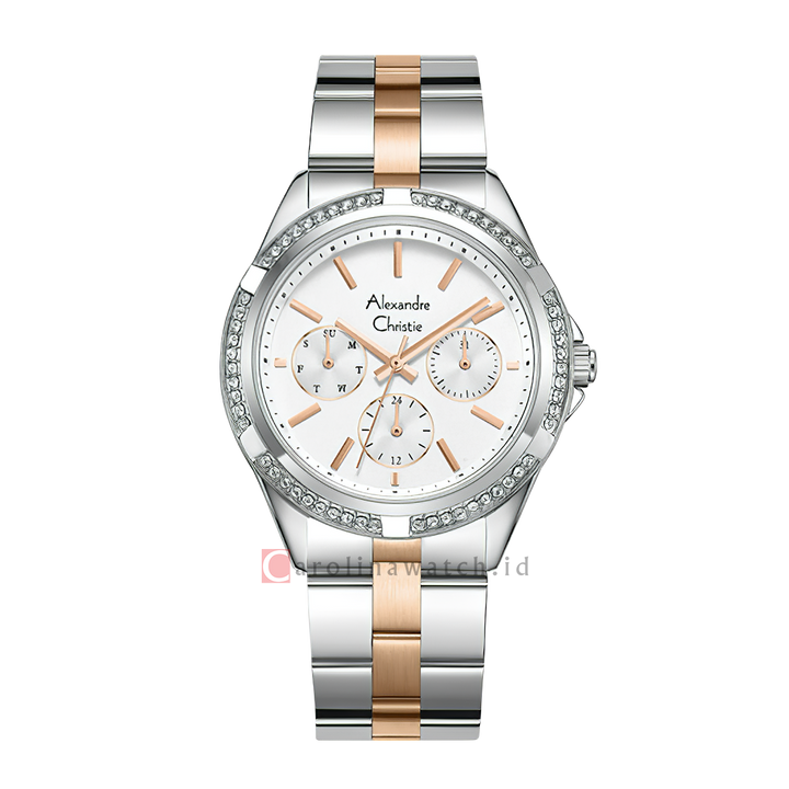 Jam Tangan Alexandre Christie Classic AC 2947 BFBTRSL Women Silver Dial Dual Tone Stainless Steel Strap