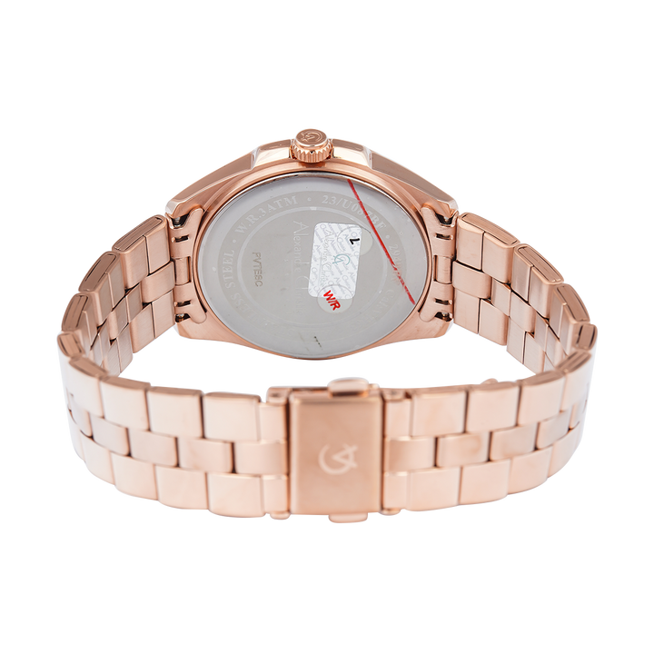 Jam Tangan Alexandre Christie Classic AC 2949 BFBRGSL Women White Dial Rose Gold Stainless Steel Strap