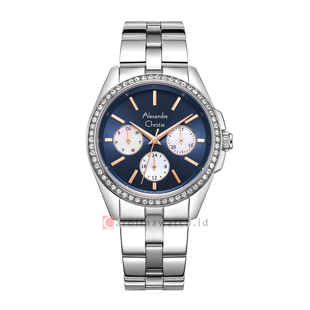 Jam Tangan Alexandre Christie Classic AC 2949 BFBSSBURG Women Blue Dial Stainless Steel Strap