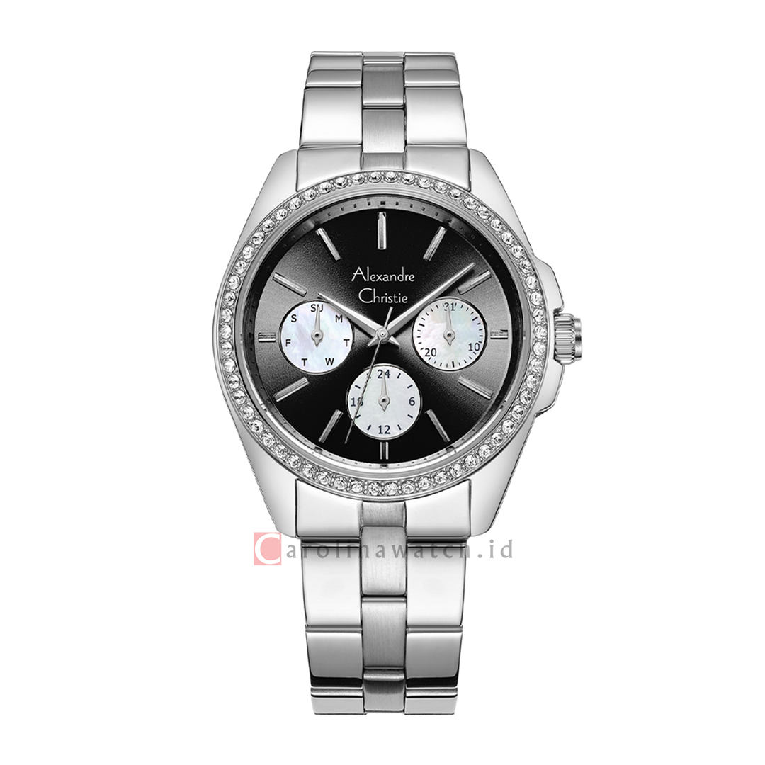 Jam Tangan Alexandre Multifunction Classic AC 2949 BFBSSDG Women Dark Grey Dial Stainless Steel Strap