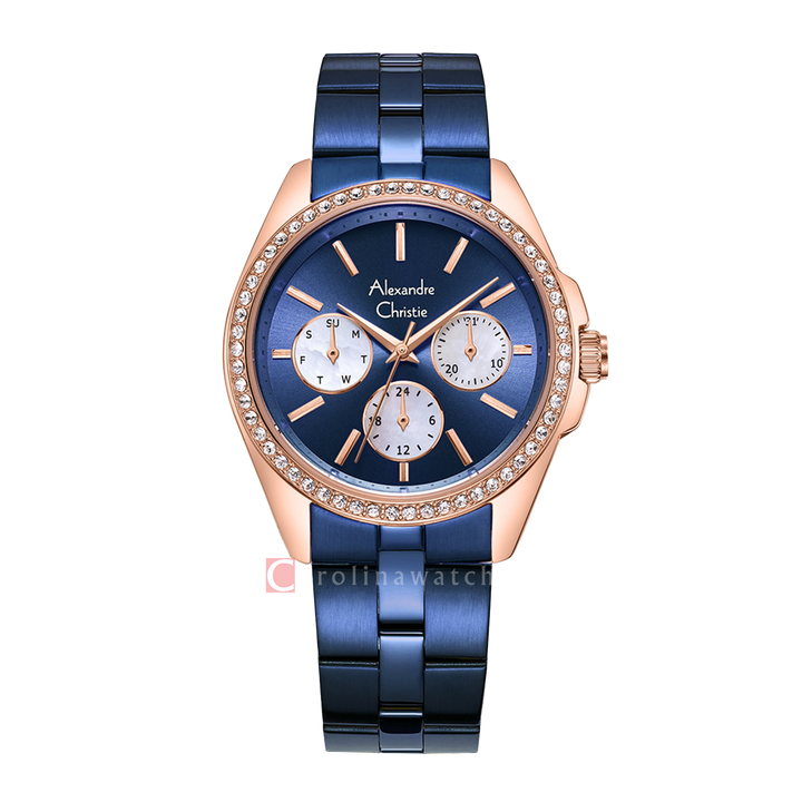 Jam Tangan Alexandre Christie AC 2949 BFBURBU Women Blue Dial Blue Stainless Steel Strap