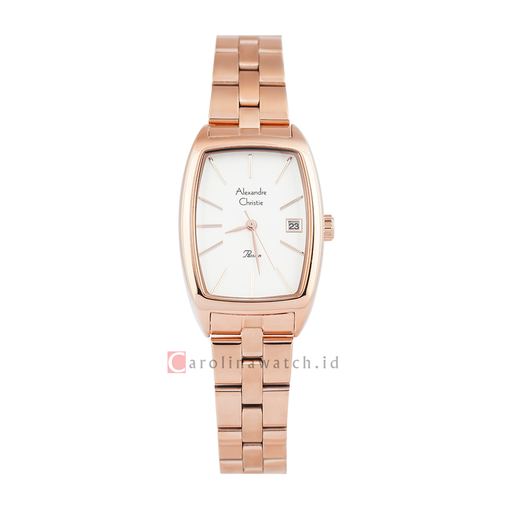 Jam Tangan Alexandre Christie AC 2961 LDBRGSL Women White Dial Rose Gold Stainless Steel Strap