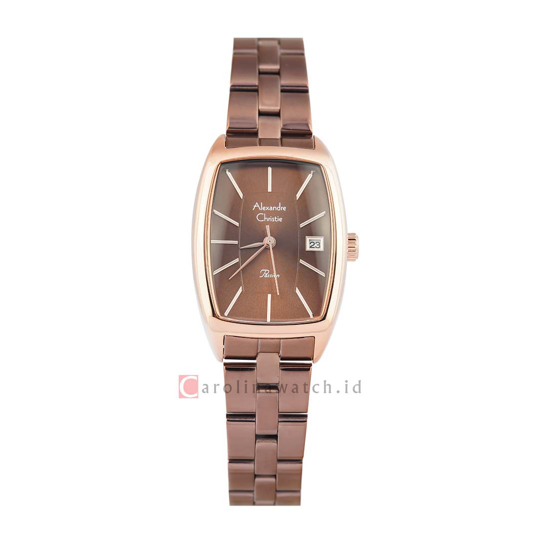 Jam Tangan Alexandre Christie AC 2961 LDBROBO Women Brown Dial Brown Stainless Steel Strap