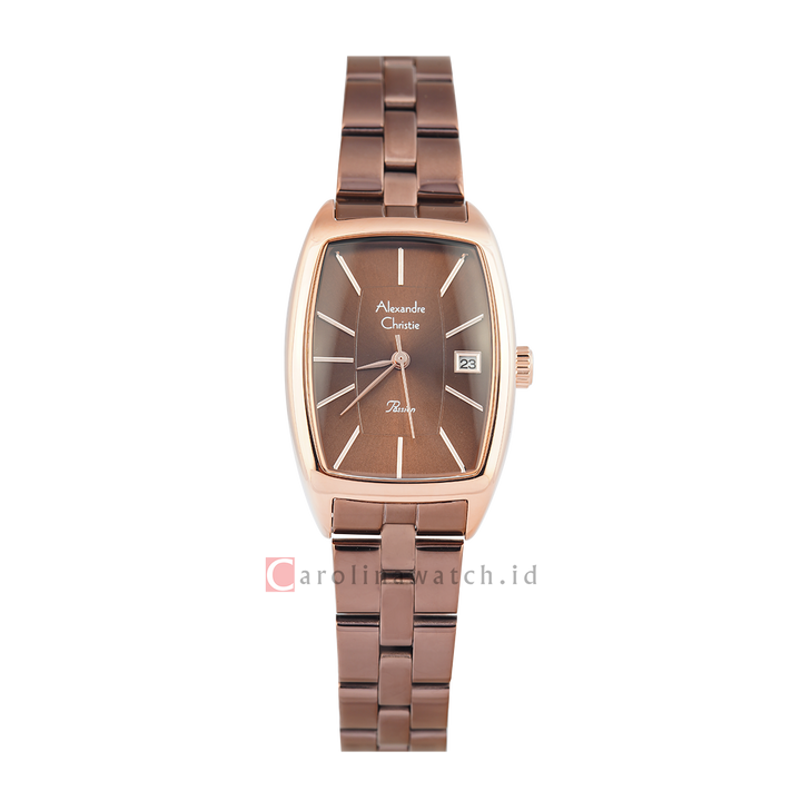 Jam Tangan Alexandre Christie AC 2961 LDBROBO Women Brown Dial Brown Stainless Steel Strap