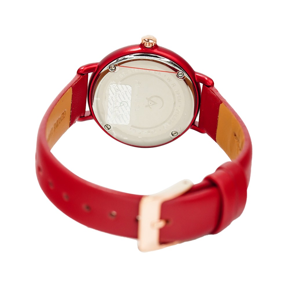 Jam Tangan Alexandre Christie Passion AC 2963 LDLRGRE Women Red Dial Red Leather Strap