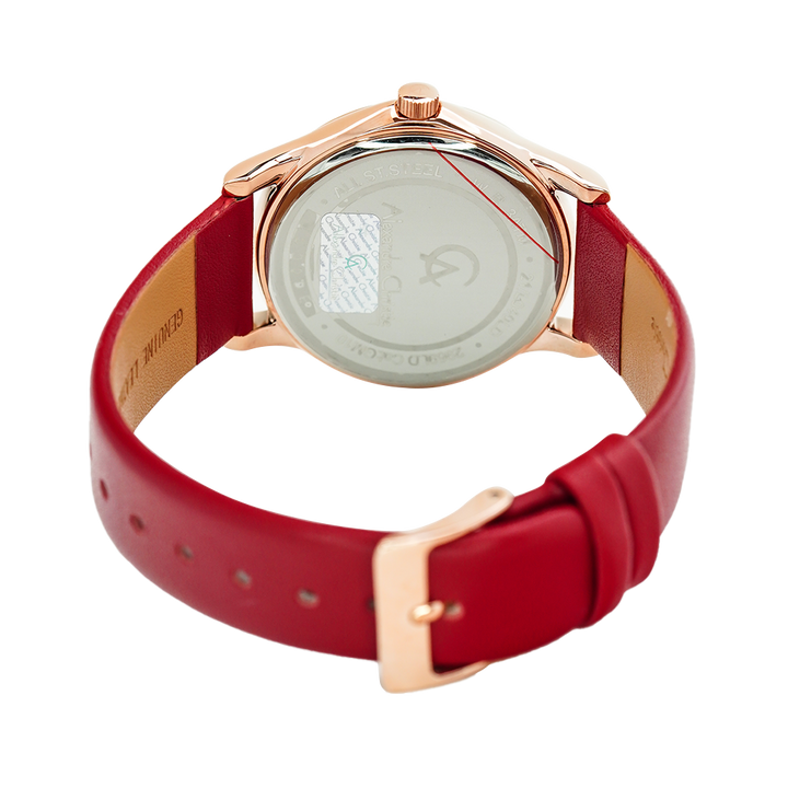 Jam Tangan Alexandre Christie Passion AC 2969 LDLRGLN Women Champagne Dial Red Leather Strap