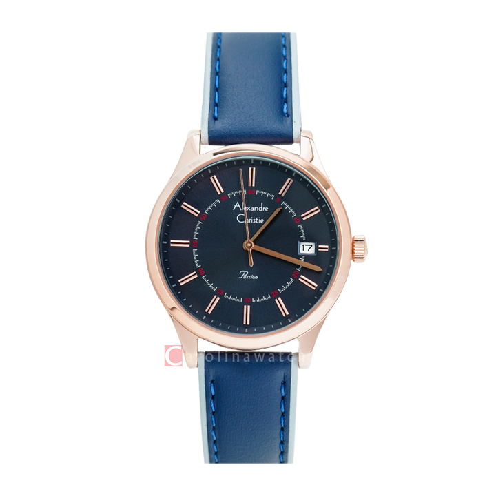 Jam Tangan Alexandre Christie Passion AC 2973 BDLRGBU Women Blue Dial Blue Leather Strap