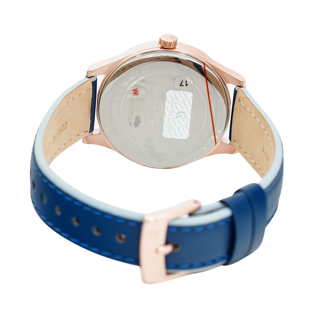 Jam Tangan Alexandre Christie Passion AC 2973 BDLRGBU Women Blue Dial Blue Leather Strap