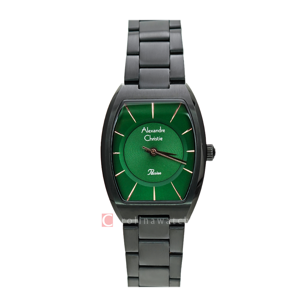 Jam Tangan Alexandre Christie Passion AC 2980 LHBIPGNRG Women Green Dial Black Stainless Steel Strap