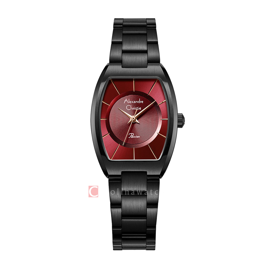 Jam Tangan Alexandre Christie Passion AC 2980 LHBIPRERG Women Red Dial Black Stainless Steel Strap