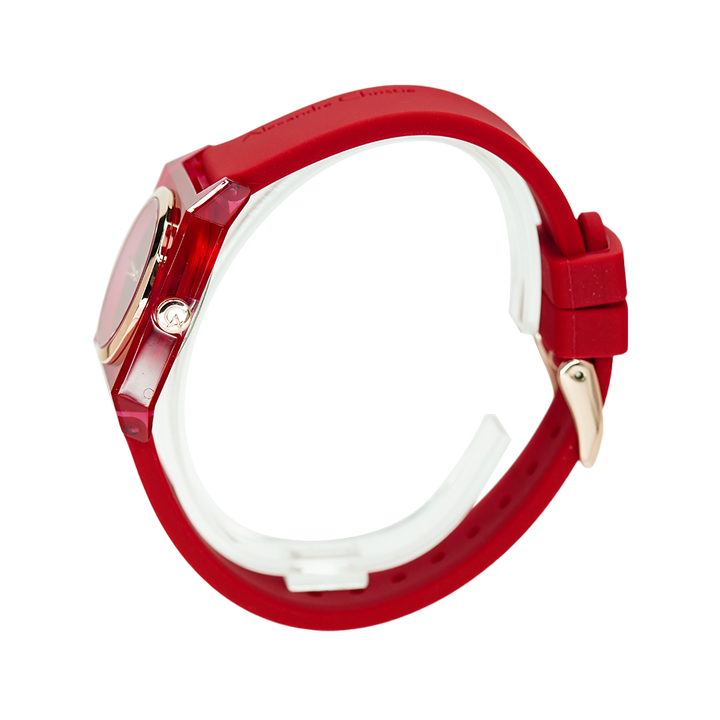 Jam Tangan Alexandre Christie Passion AC 2985 LHRRGRE Women Red Dial Red Rubber Strap