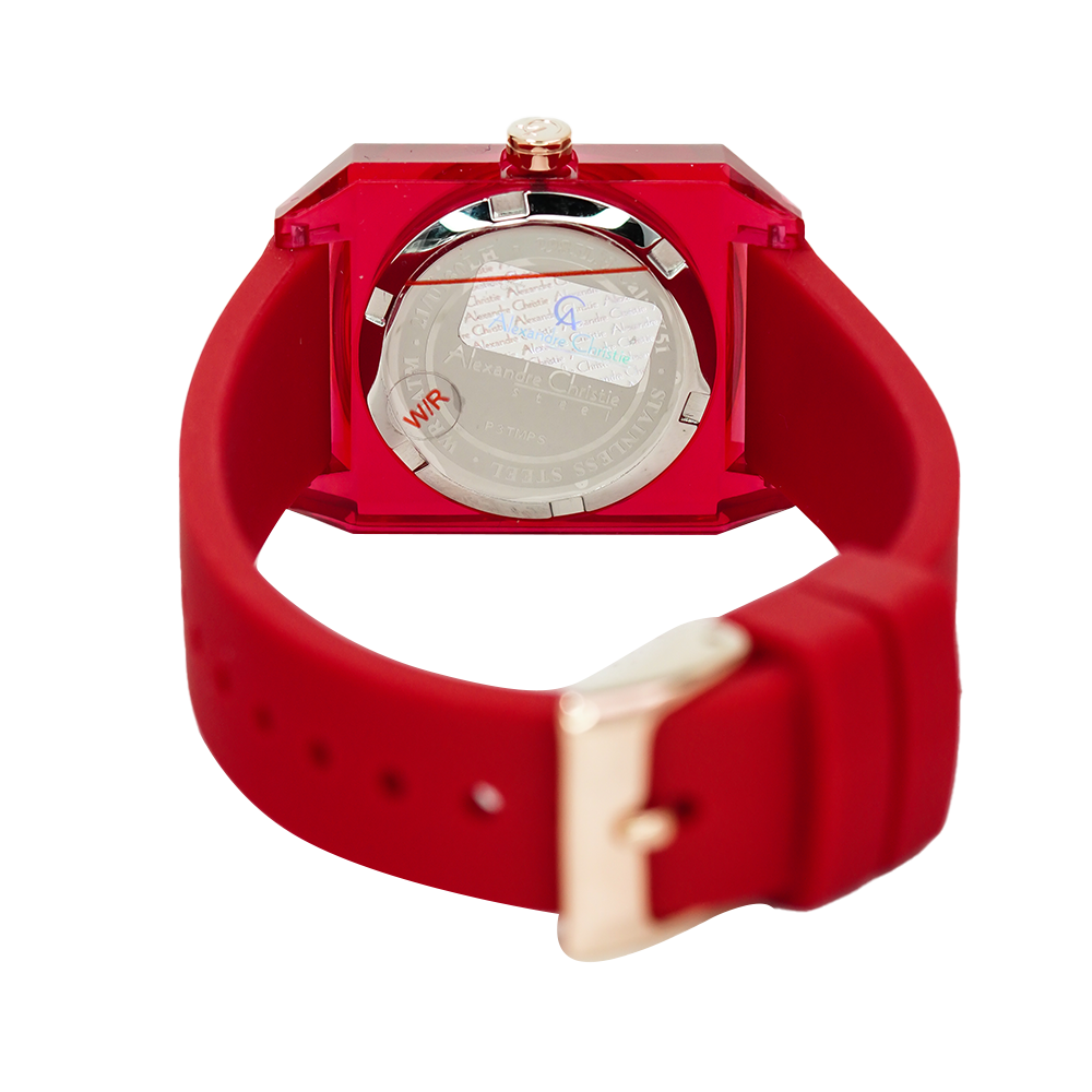 Jam Tangan Alexandre Christie Passion AC 2985 LHRRGRE Women Red Dial Red Rubber Strap