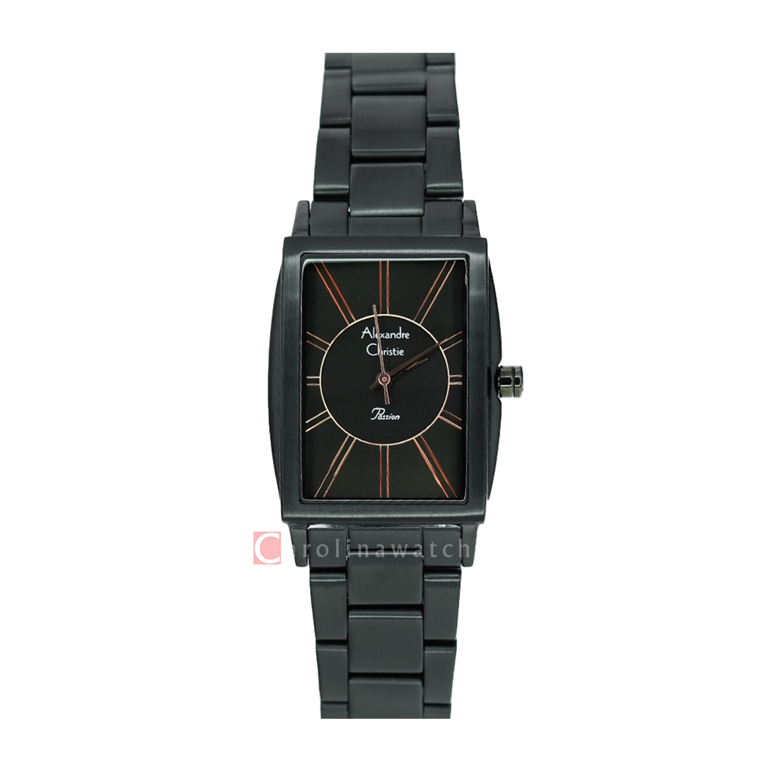 Jam Tangan Alexandre Christie Passion AC 2986 LHBIPBARG Women Black Dial Black Stainless Steel Strap