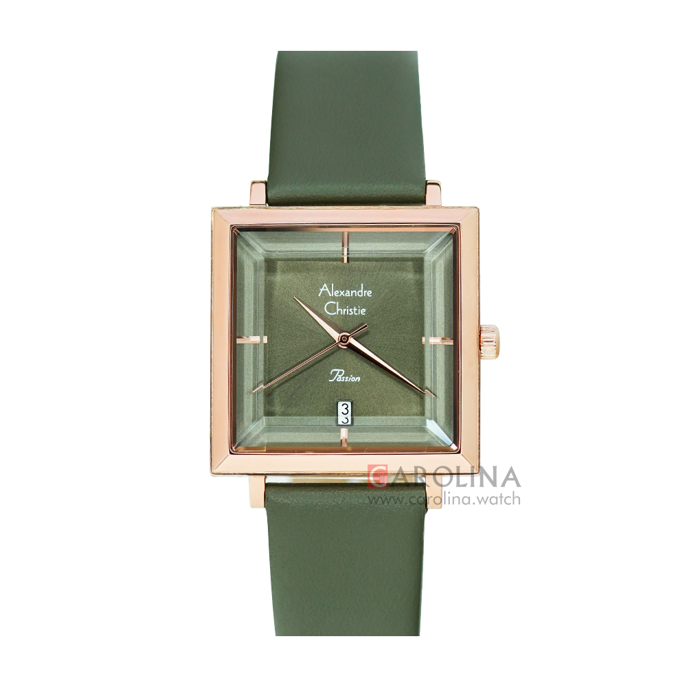 Jam Tangan Alexandre Christie Passion AC 2987 LDLRGGN Women Hunter Green Dial Hunter Green Leather Strap