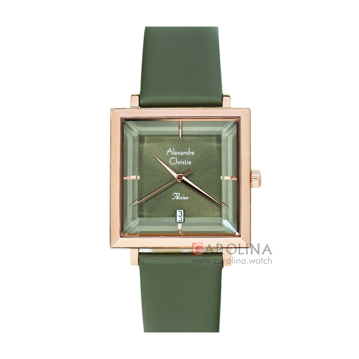 Jam Tangan Alexandre Christie Passion AC 2987 LDLRGGN Women Hunter Green Dial Hunter Green Leather Strap