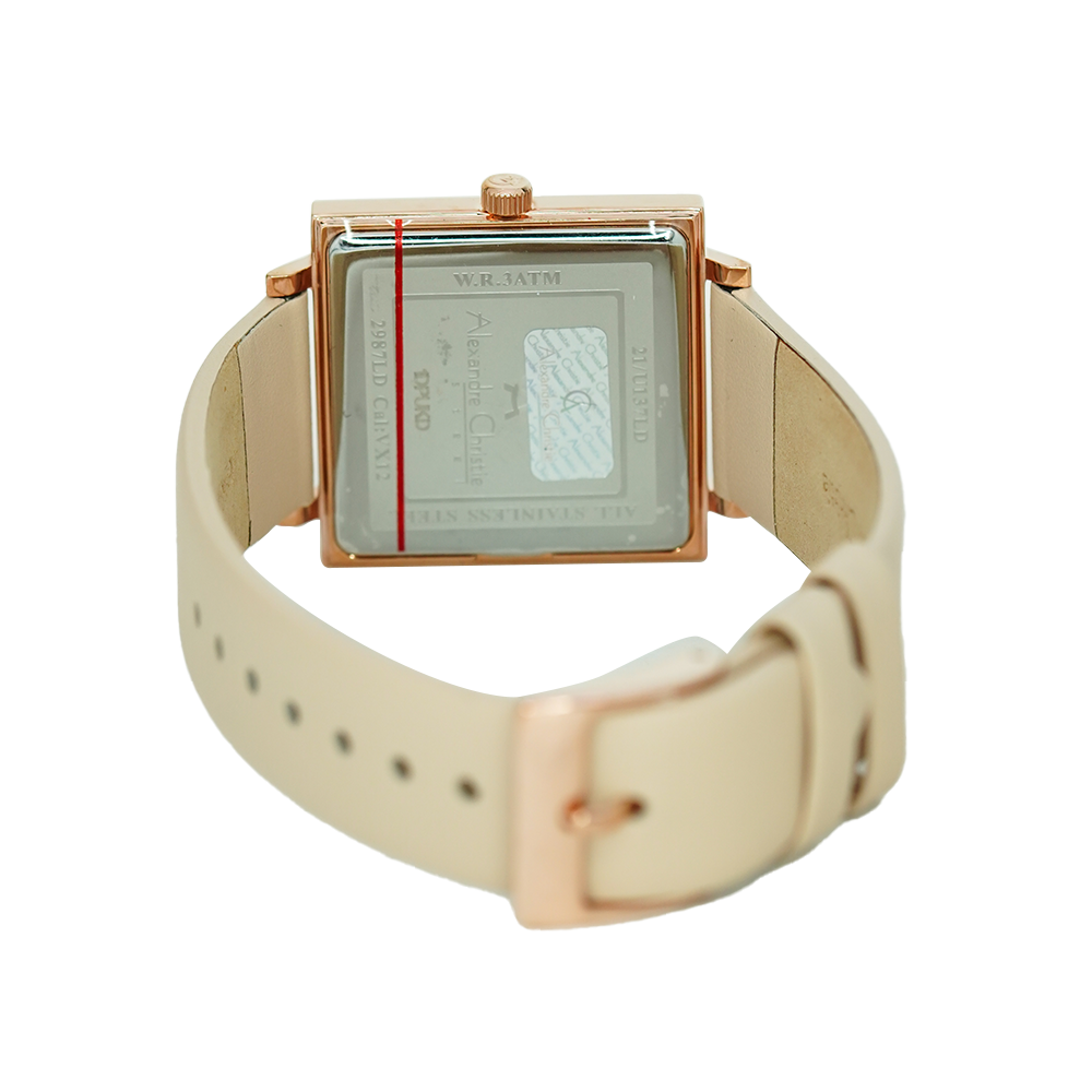 Jam Tangan Alexandre Christie Passion AC 2987 LDLRGPN Women Light Beige Dial Beige Leather Strap