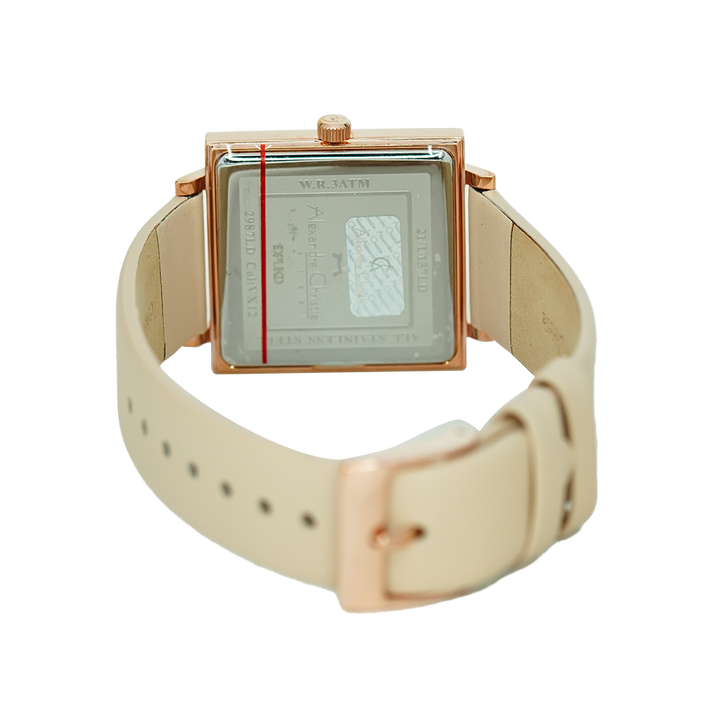 Jam Tangan Alexandre Christie Passion AC 2987 LDLRGPN Women Light Beige Dial Beige Leather Strap