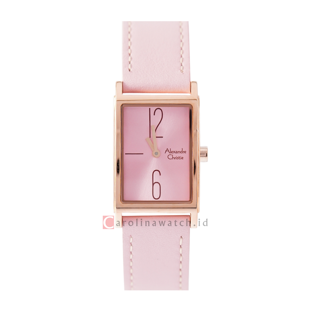 Jam Tangan Alexandre Christie AC 2A05 LHLRGPN Women Pink Dial Pink Leather Strap