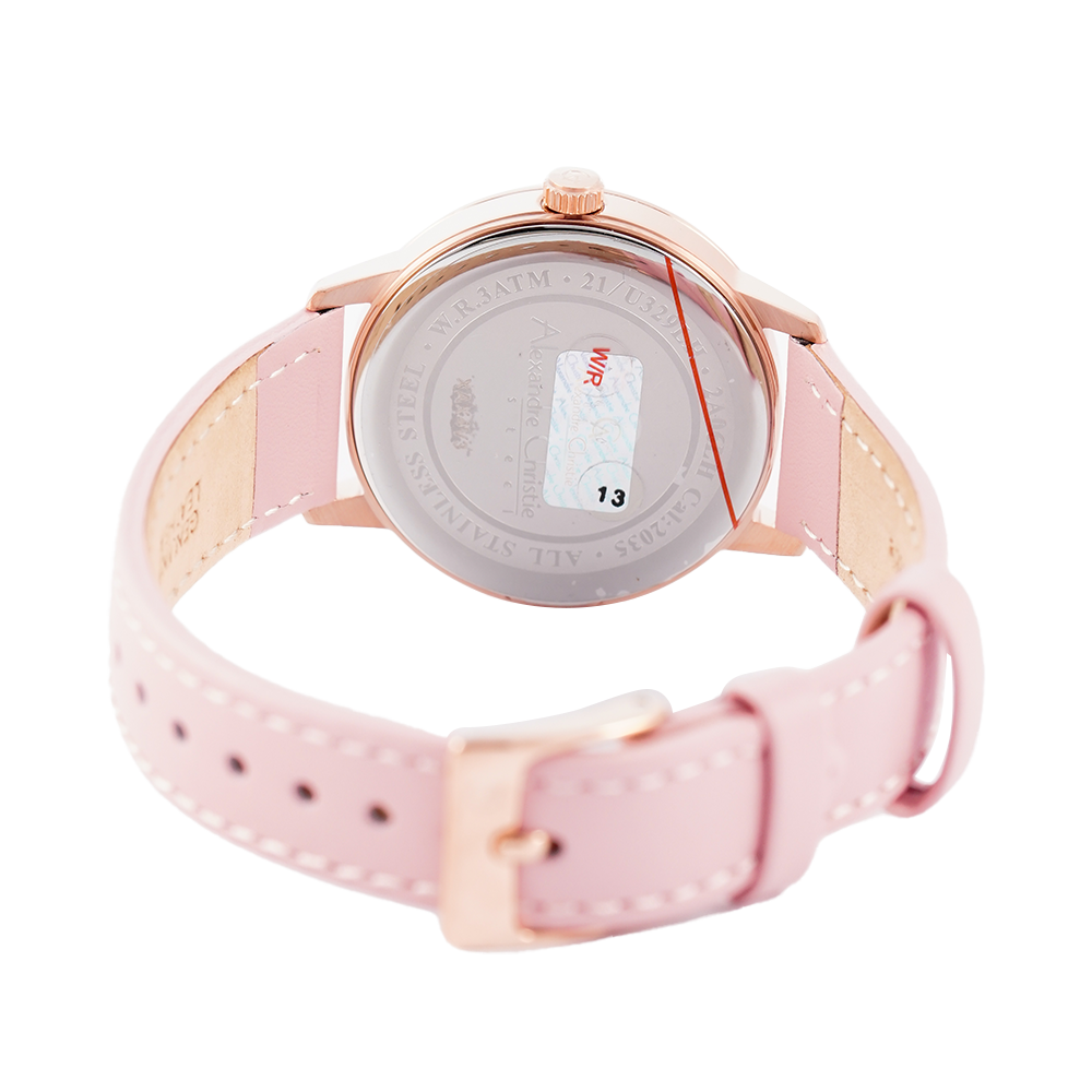 Jam Tangan Alexandre Christie Passion AC 2A06 LHLRGPN Women Light Pink Dial Light Pink Leather Strap