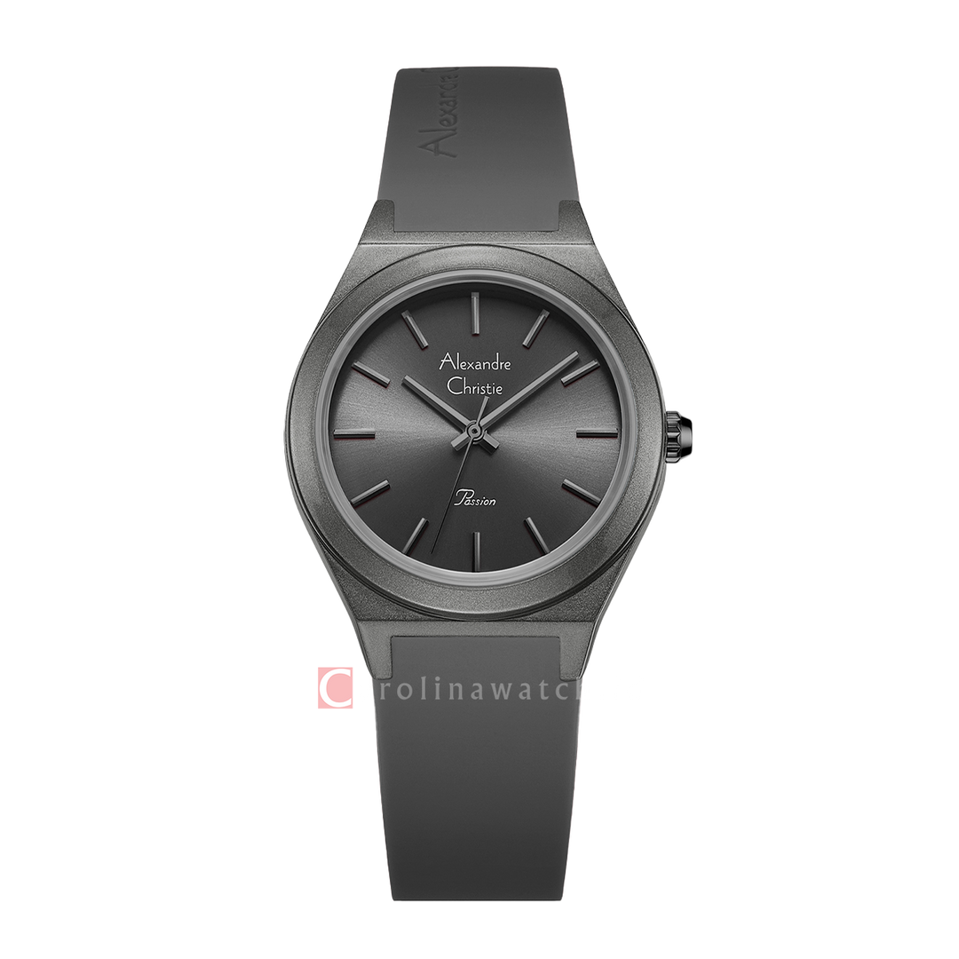 Jam Tangan Alexandre Christie AC 2A07 LHRIGBA Women Black Dial Black Rubber Strap