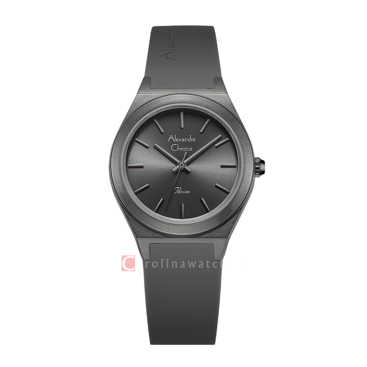 Jam Tangan Alexandre Christie AC 2A07 LHRIGBA Women Black Dial Black Rubber Strap