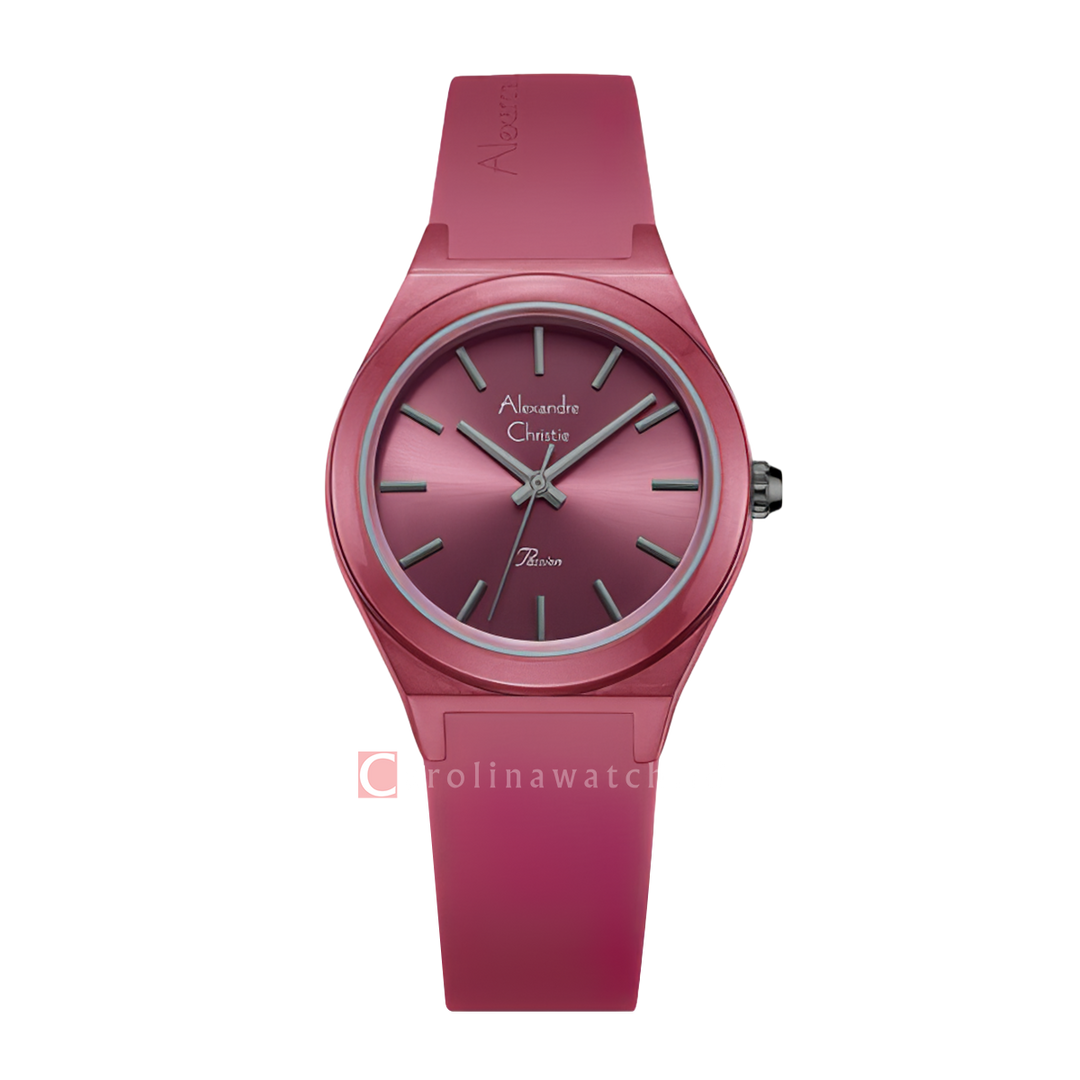 Jam Tangan Alexandre Christie Passion AC 2A07 LHRIGRE Women Maroon Red Dial Maroon Red Rubber Strap