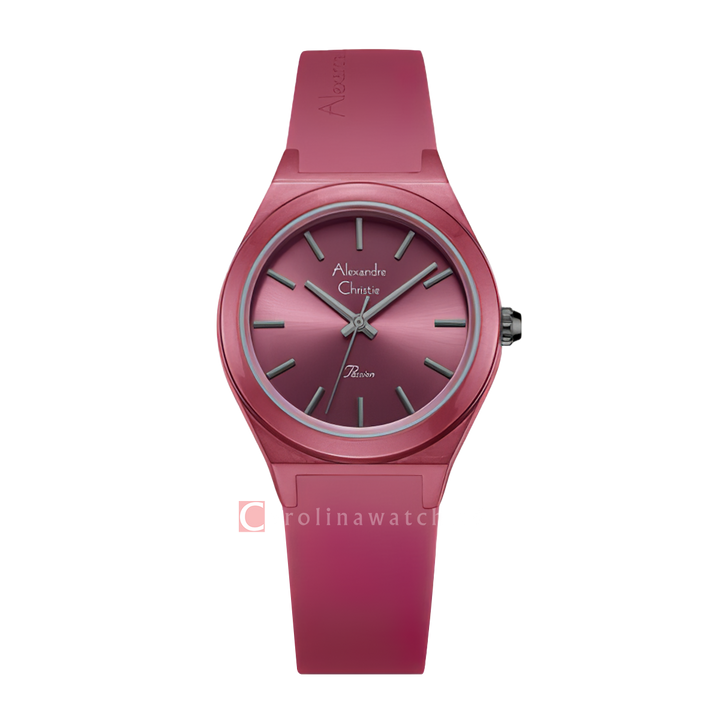 Jam Tangan Alexandre Christie Passion AC 2A07 LHRIGRE Women Maroon Red Dial Maroon Red Rubber Strap