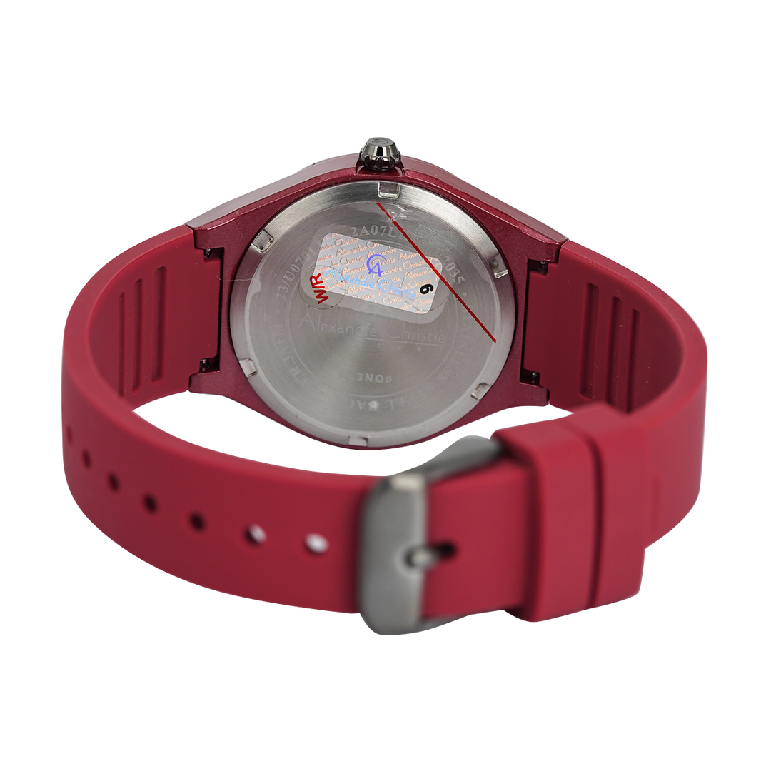 Jam Tangan Alexandre Christie Passion AC 2A07 LHRIGRE Women Maroon Red Dial Maroon Red Rubber Strap