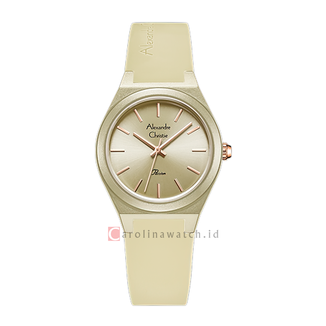 Jam Tangan Alexandre Christie Passion AC 2A07 LHRRGBG Women Beige Dial Beige Rubber Strap