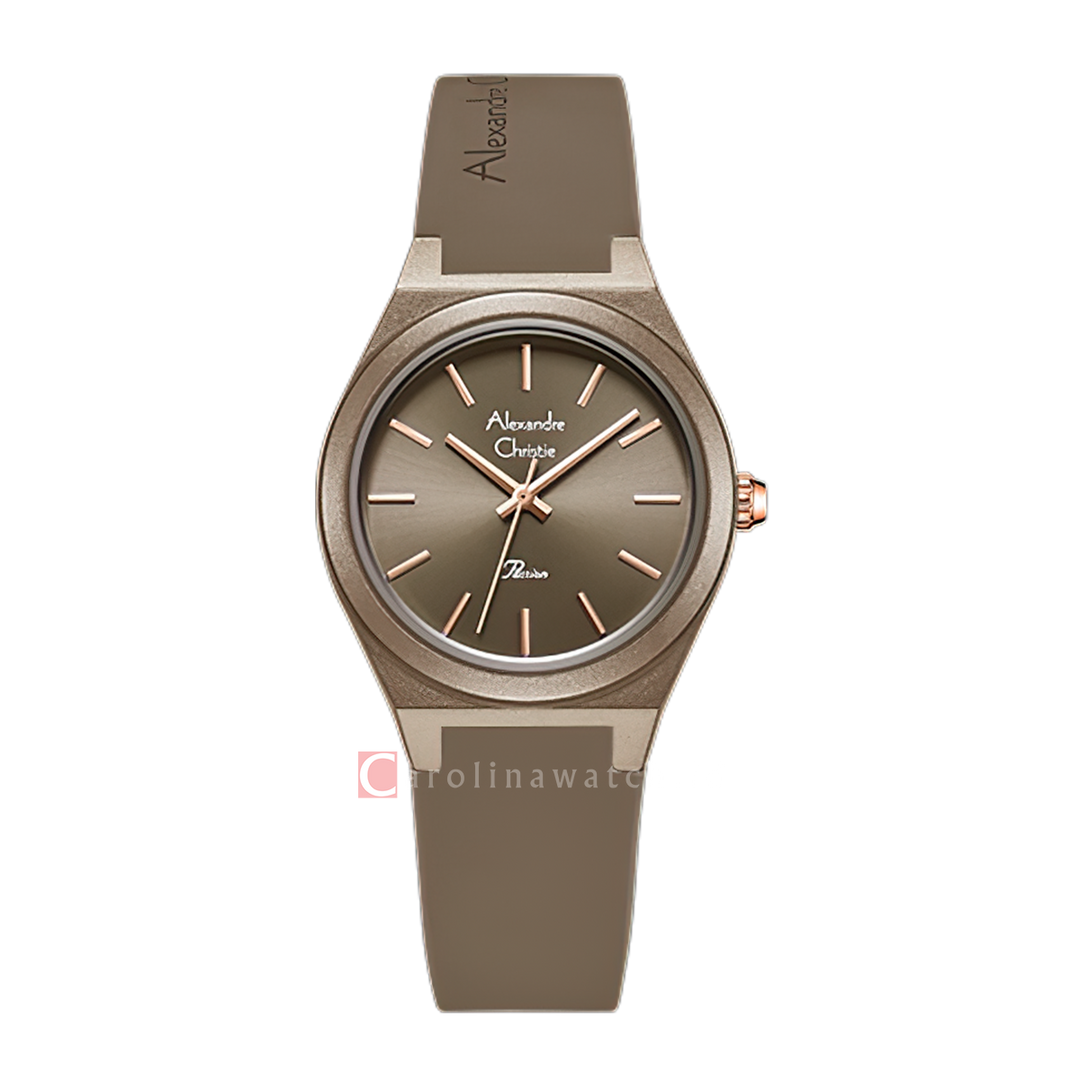 Jam Tangan Alexandre Christie Passion AC 2A07 LHRRGDB Women Brown Dial Brown Rubber Strap