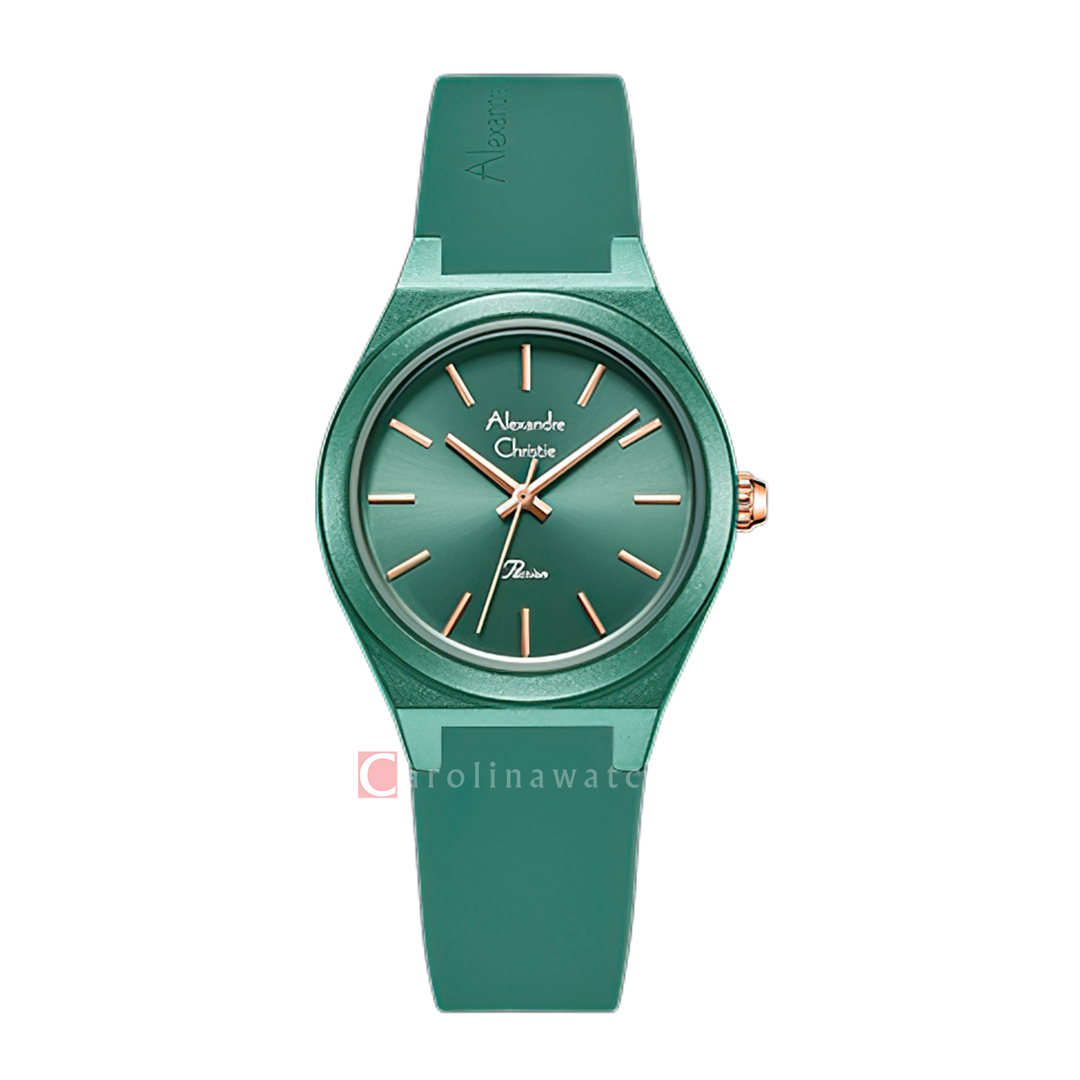 Jam Tangan Alexandre Christie Passion AC 2A07 LHRRGDN Women Dark Green Dial Dark Green Rubber Strap