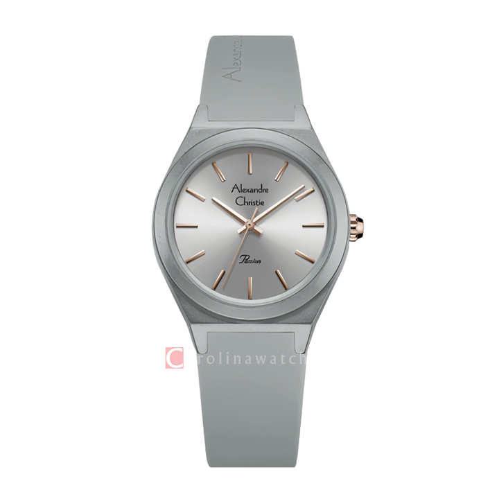 Jam Tangan Alexandre Christie Passion AC 2A07 LHRRGLG Women Light Grey Dial Light Grey Rubber Strap