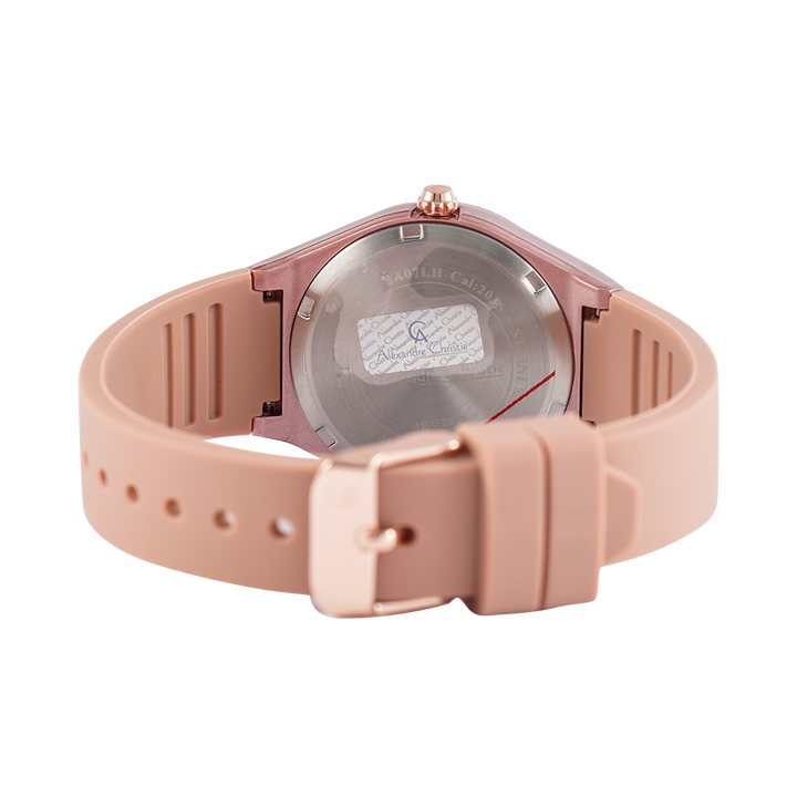 Jam Tangan Alexandre Christie Passion AC 2A07 LHRRGLK Women Light Rose Gold Dial Soft Pink Rubber Strap