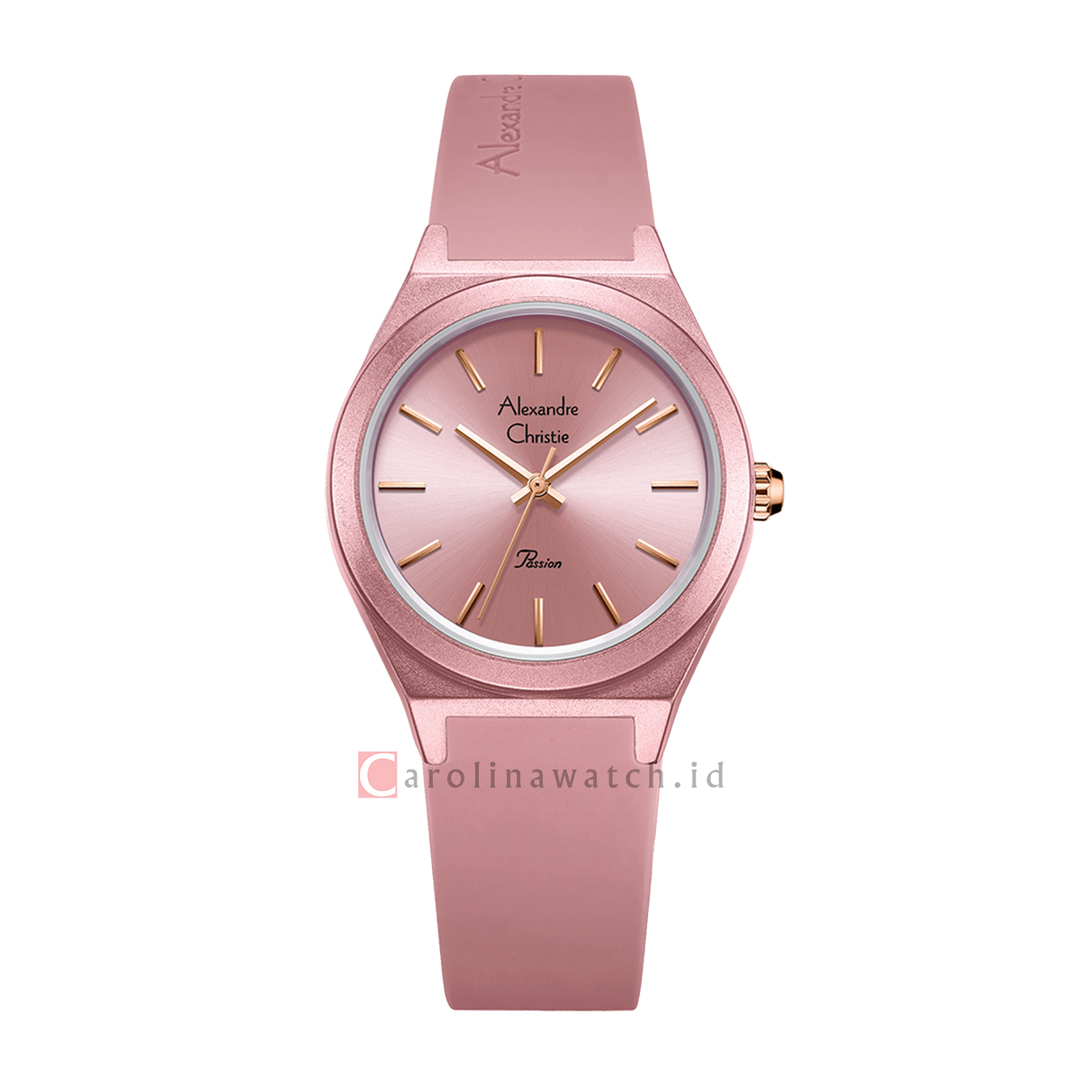 Jam Tangan Alexandre Christie Passion AC 2A07 LHRRGPN Women Pink Dial Pink Rubber Strap