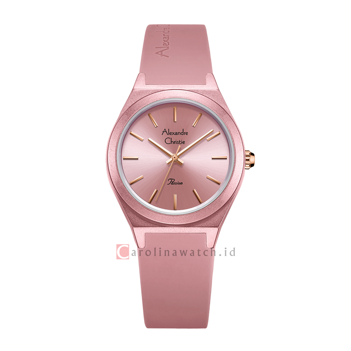 Jam Tangan Alexandre Christie Passion AC 2A07 LHRRGPN Women Pink Dial Pink Rubber Strap