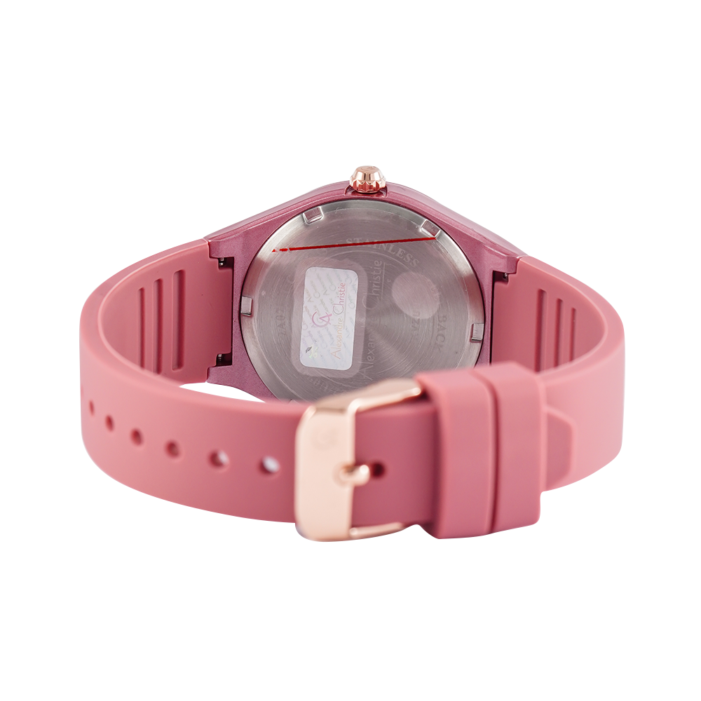 Jam Tangan Alexandre Christie Passion AC 2A07 LHRRGPN Women Pink Dial Pink Rubber Strap