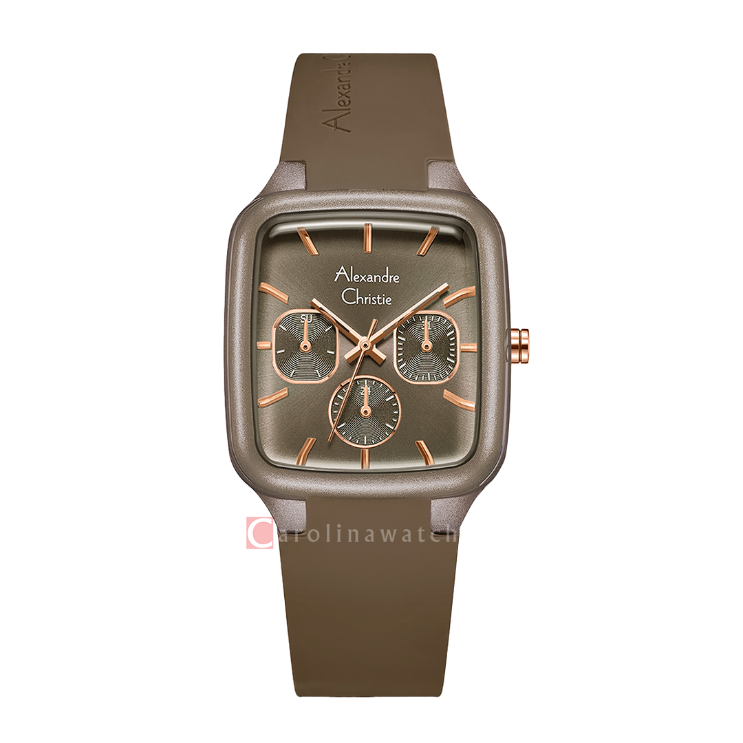 Jam Tangan Alexandre Christie AC 2A08 BFRRGBO Women Brown Dial Brown Rubber Strap