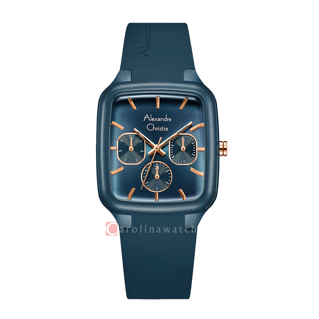 Jam Tangan Alexandre Christie AC 2A08 BFRRGDU Women Dark Blue Dial Dark Blue Rubber Strap