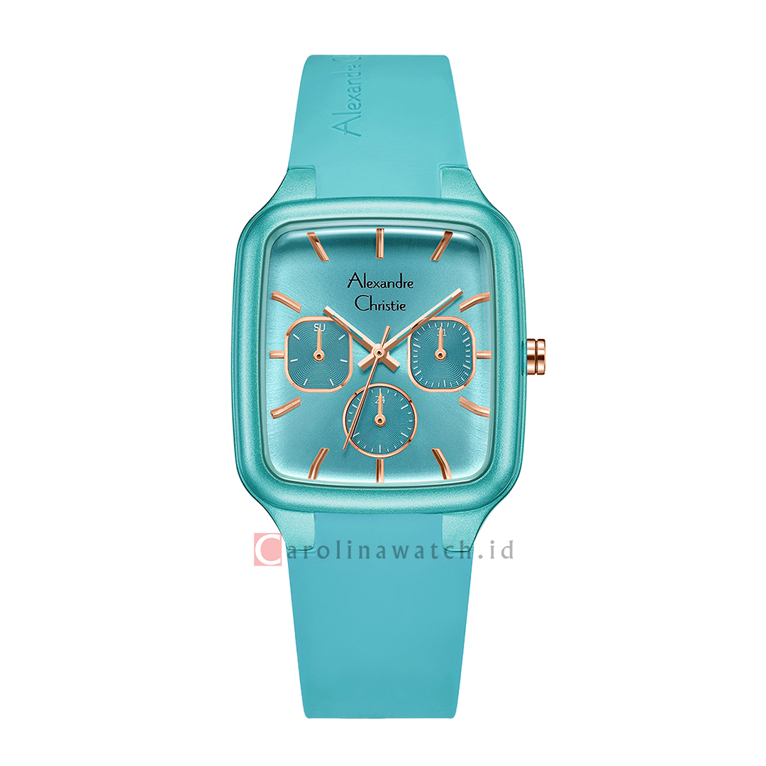 Jam Tangan Alexandre Christie AC 2A08 BFRRGLB Women Blue Dial Blue Rubber Strap
