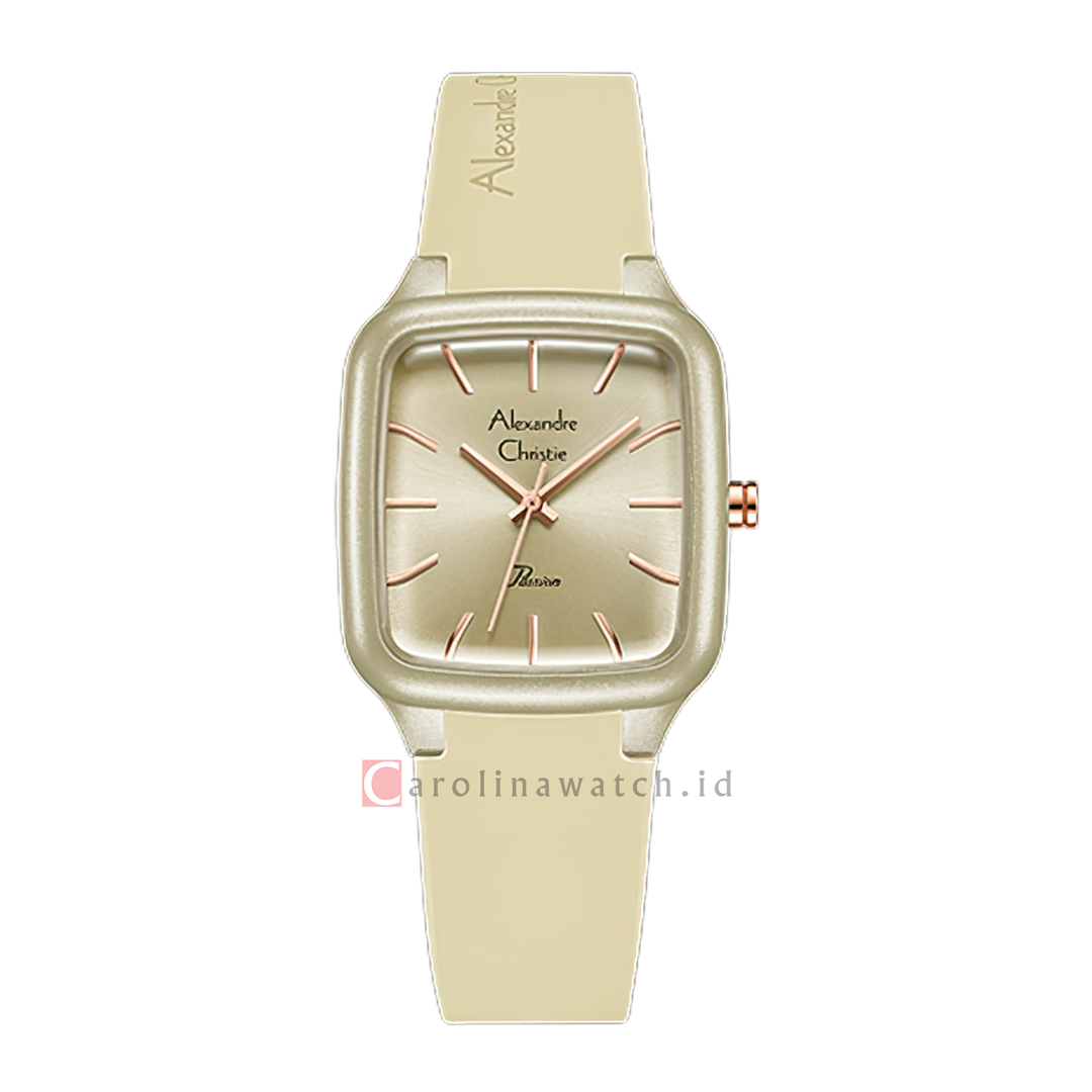 Jam Tangan Alexandre Christie Passion AC 2A08 LHRRGBG Women Beige Dial Beige Rubber Strap