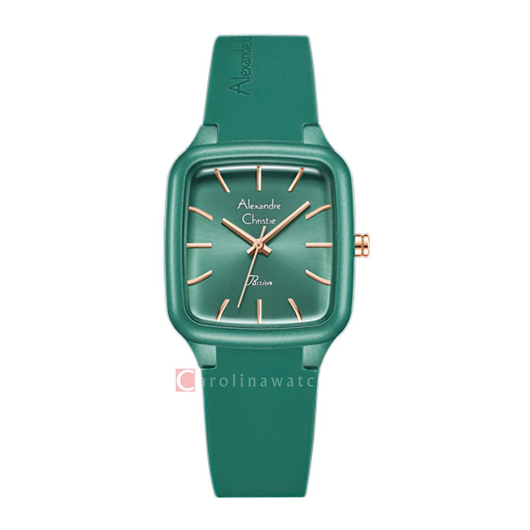 Jam Tangan Alexandre Christie Passion AC 2A08 LHRRGDN Women Dark Green Dial Dark Green Rubber Strap