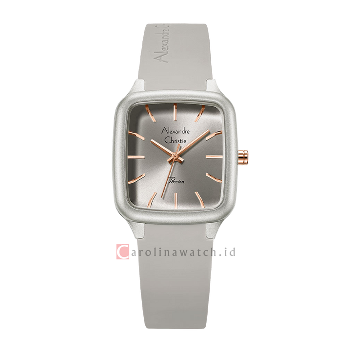 Jam Tangan Alexandre Christie AC 2A08 LHRRGGR Women Grey Dial Grey Rubber Strap