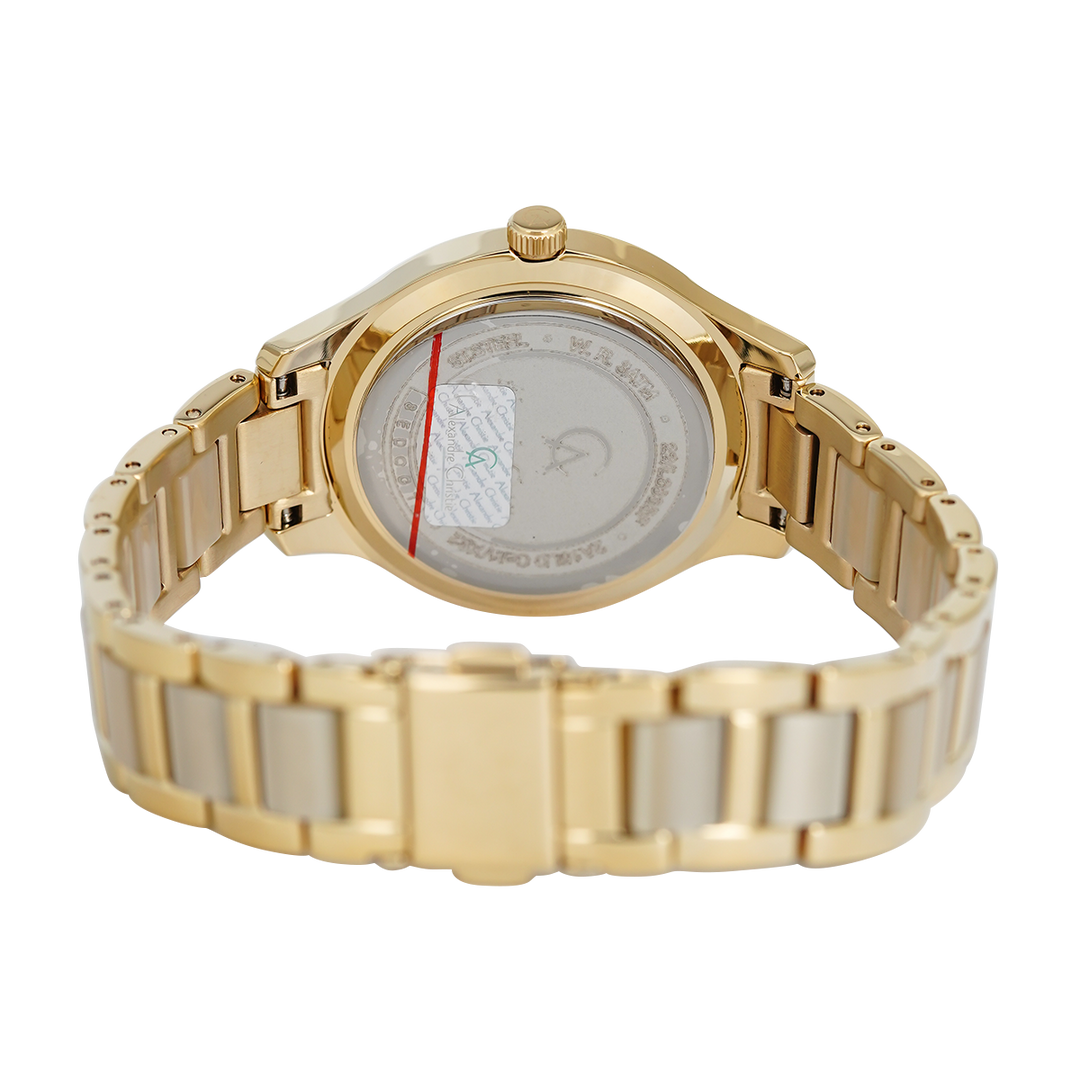 Jam Tangan Alexandre Christie Passion AC 2A15 LDBGPIV Women Light Gold Dial Dual Tone Stainless Steel with Ceramic Strap