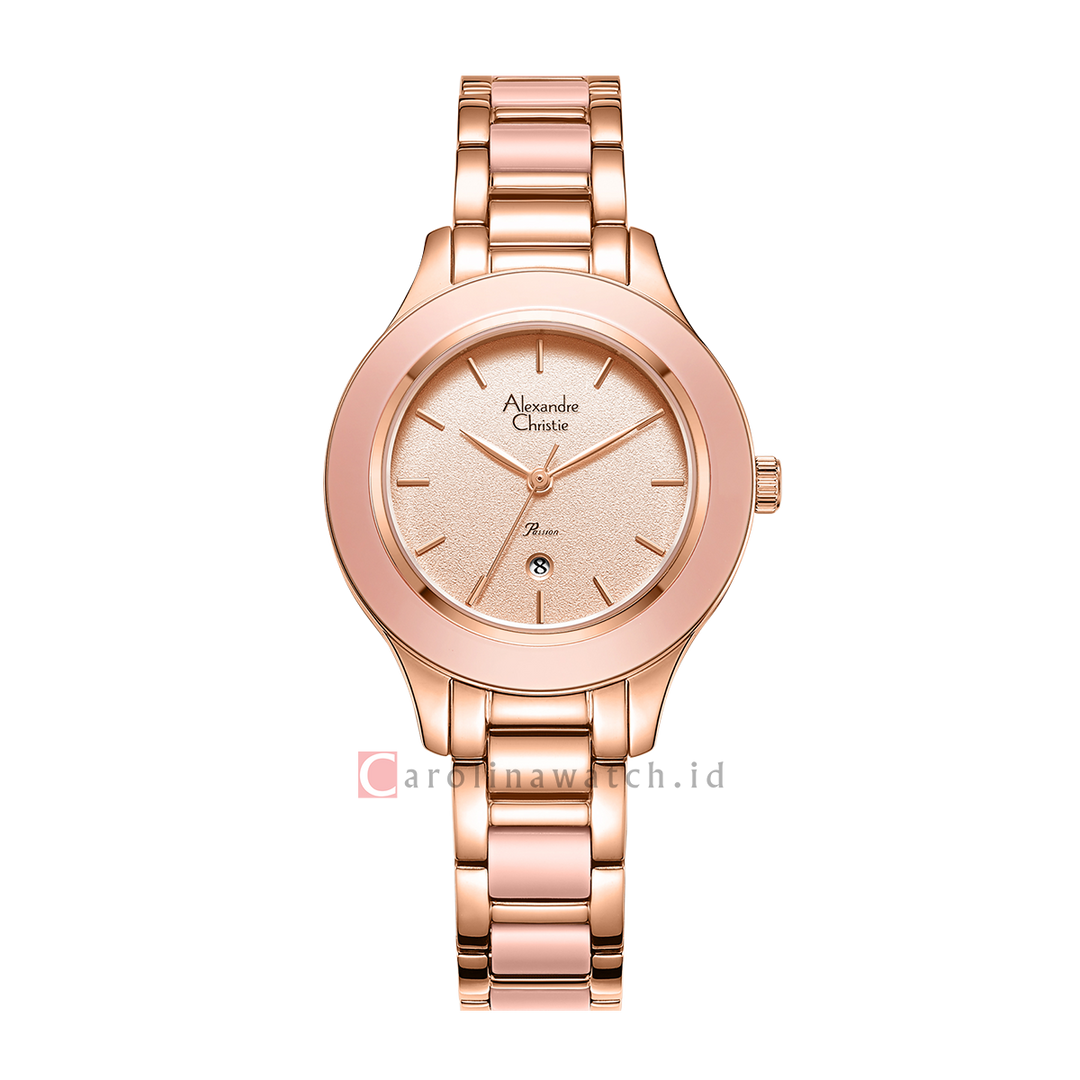 Jam Tangan Alexandre Christie Passion AC 2A15 LDBRGRG Women Rose Gold Dial Rose Gold Stainless Steel Strap