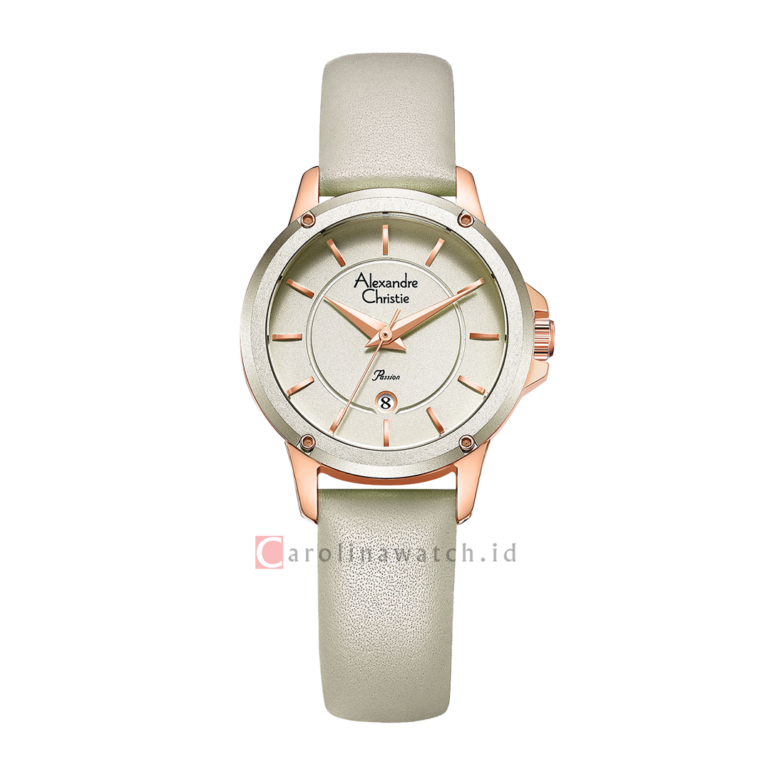 Jam Tangan Alexandre Christie Passion AC 2A17 LDLRGLG Women Light Green Dial Light Green Leather Strap