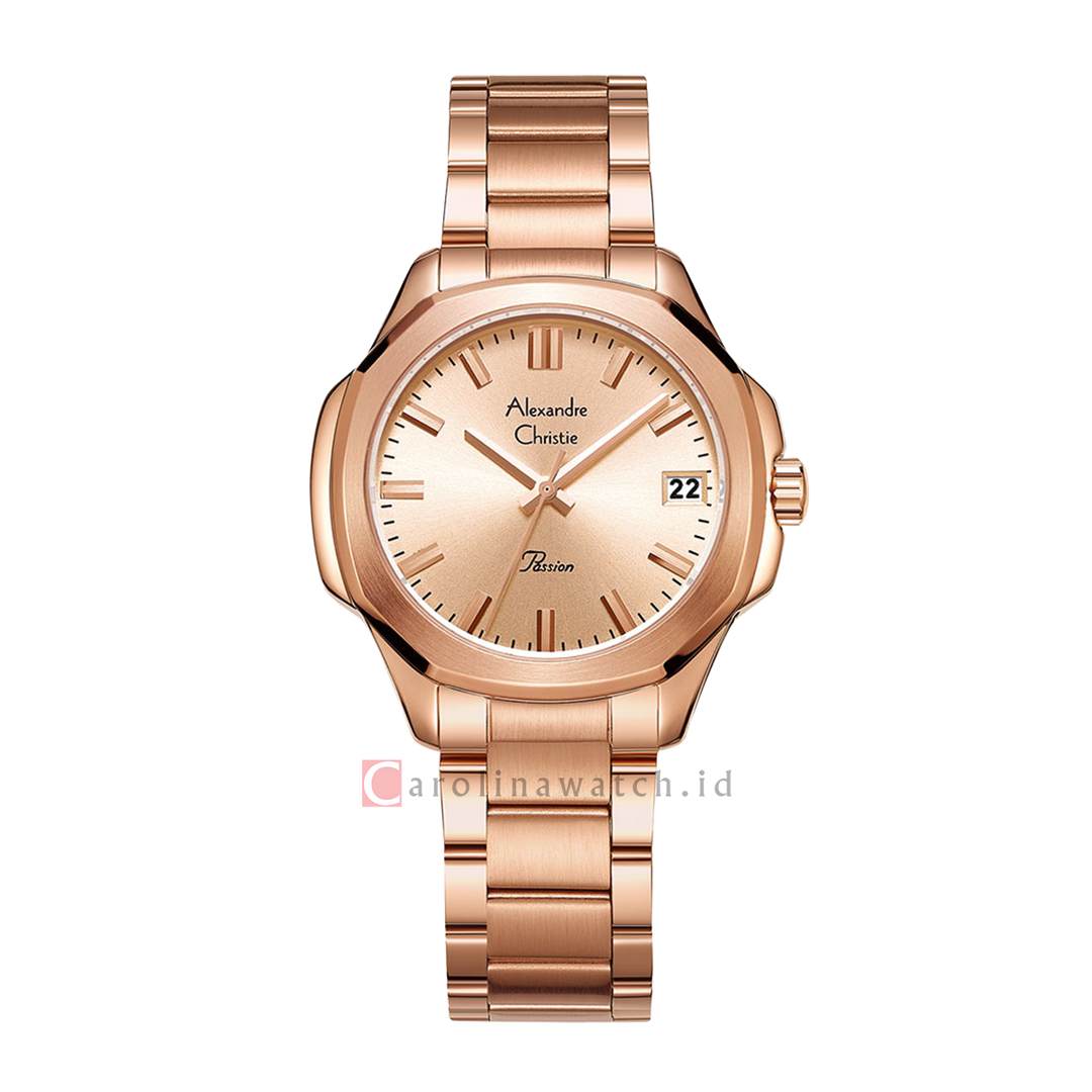 Jam Tangan Alexandre Christie Passion AC 2A28 LDBRGLN Women Rose Gold Dial Rose Gold Stainless Steel Strap
