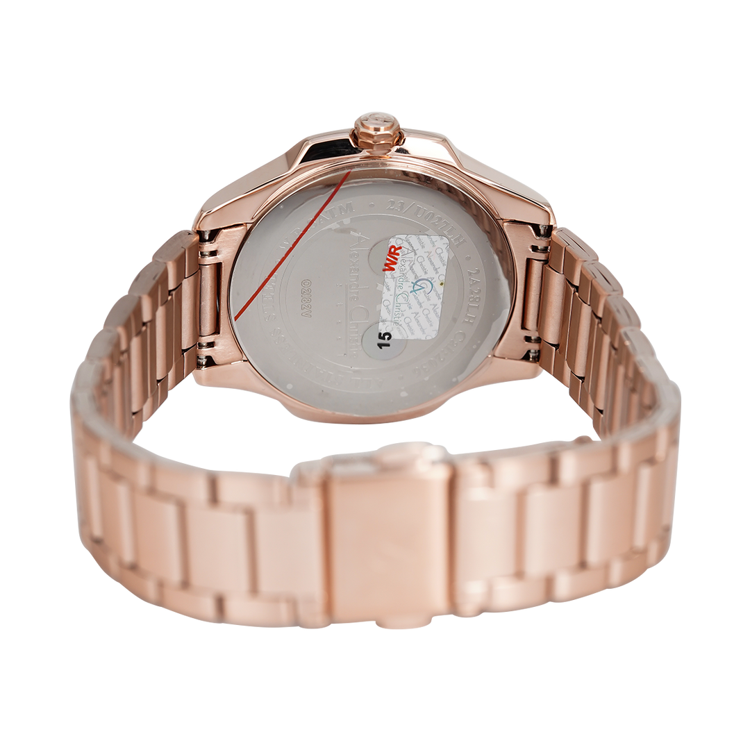 Jam Tangan Alexandre Christie Passion AC 2A28 LHBRGDG Women Grey Glitter Dial Rose Gold Stainless Steel Strap