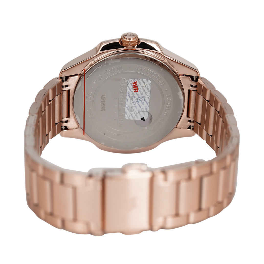 Jam Tangan Alexandre Christie Passion AC 2A28 LHBRGIV Women Olive Green Glitter Dial Rose Gold Stainless Steel Strap