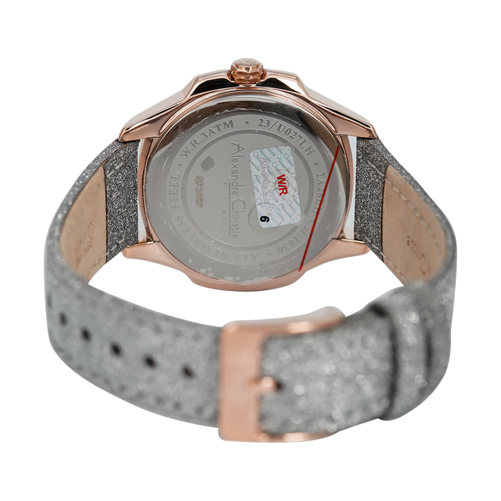 Jam Tangan Alexandre Christie Passion AC 2A28 LHLRGDG Women Grey Glitter Dial Grey Leather Strap